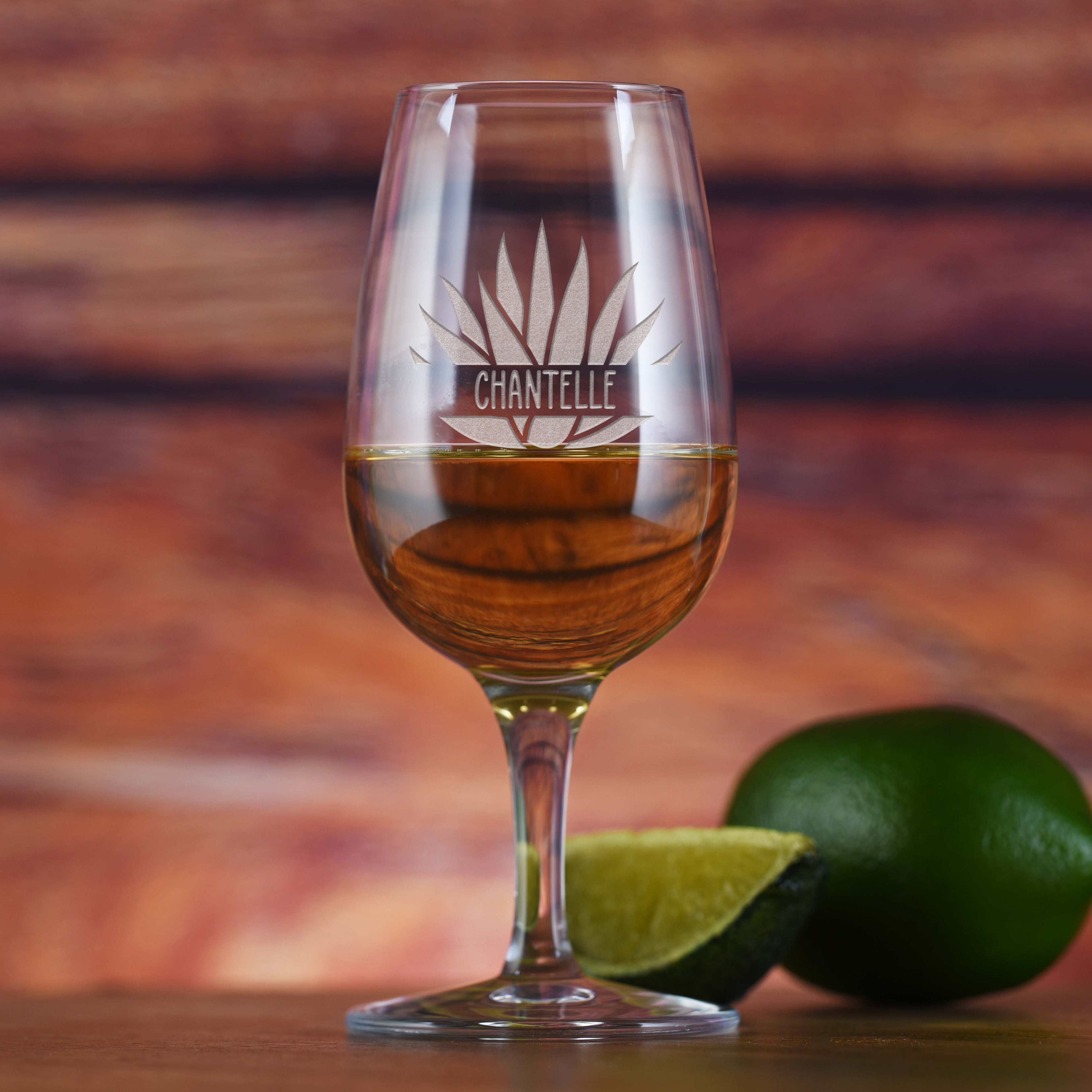 Agave Leaf Tequila Tasting Glass, Deep Engraved, Personalized