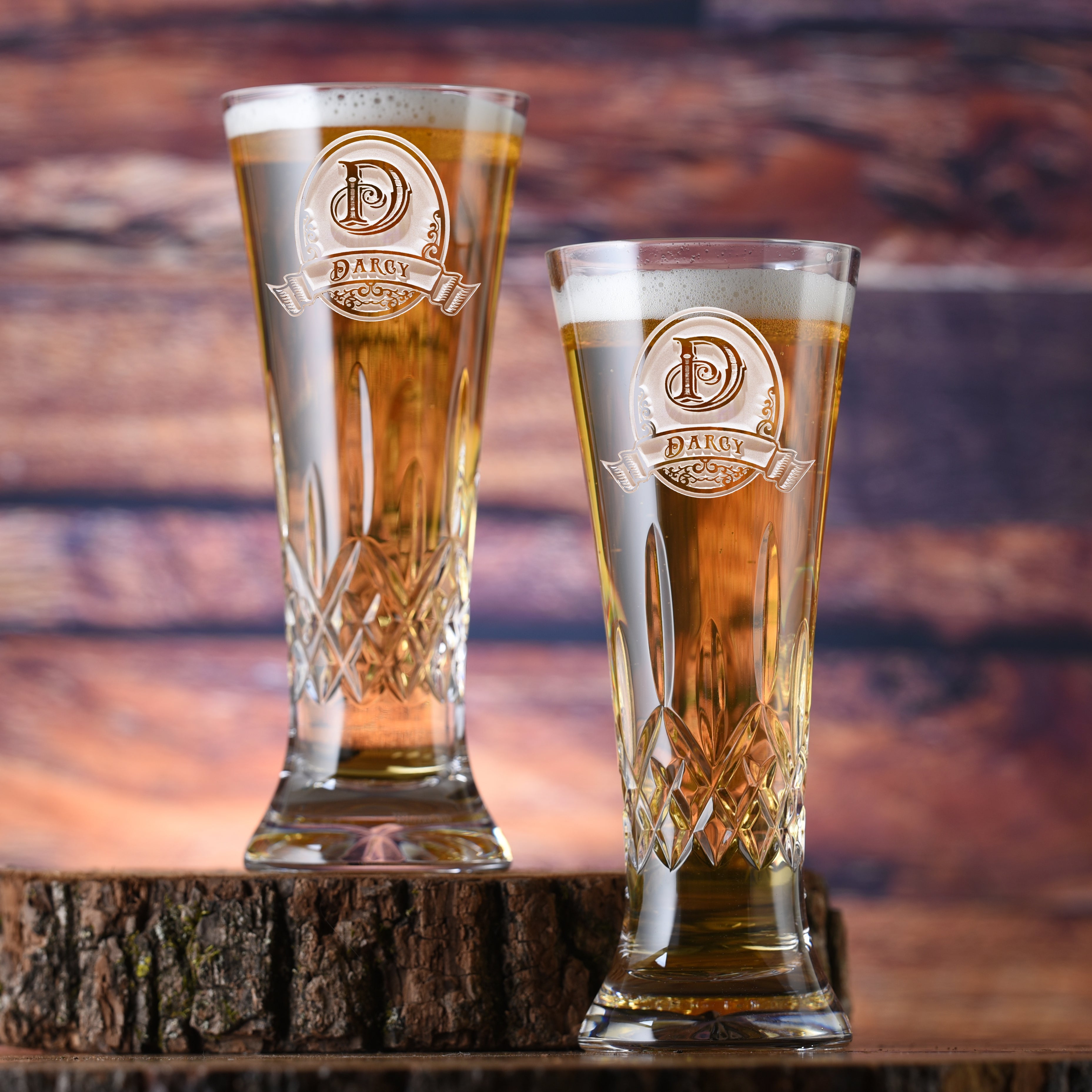 Engraved, Waterford Crystal Pilsner Glass, Pair