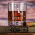 Zodiac Sign, Star Constellation, Engraved Crystal Whiskey Glass