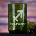 Zodiac Sign, Engraved Green, Recycled Wine Bottle Glass