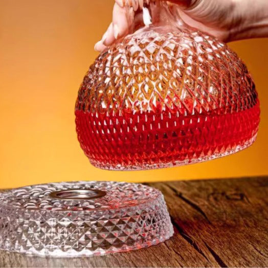JR Gem-Cut Rotating Crystal Decanter with Engraved Crystal Stopper