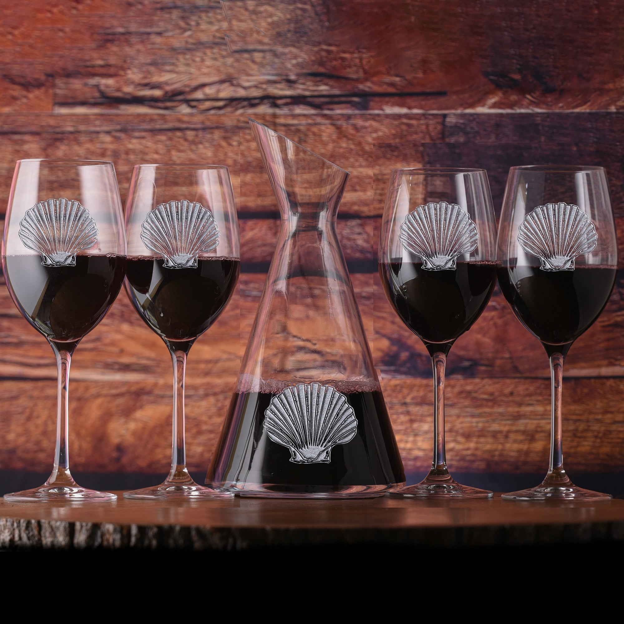 Seashell Engraved, Crystal Wine Decanter Gift Set