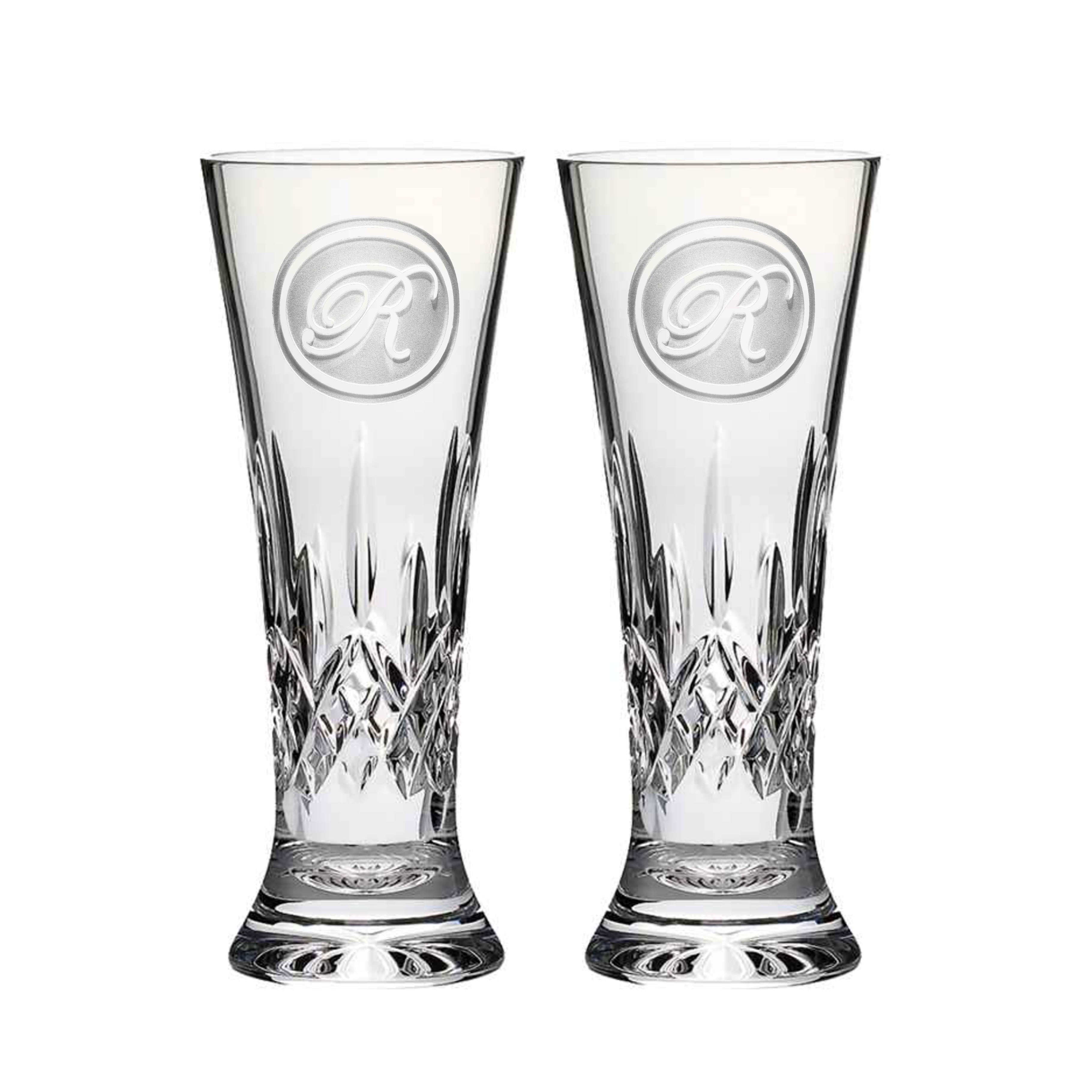 Engraved, Waterford Crystal, Beer Pilsner Pair