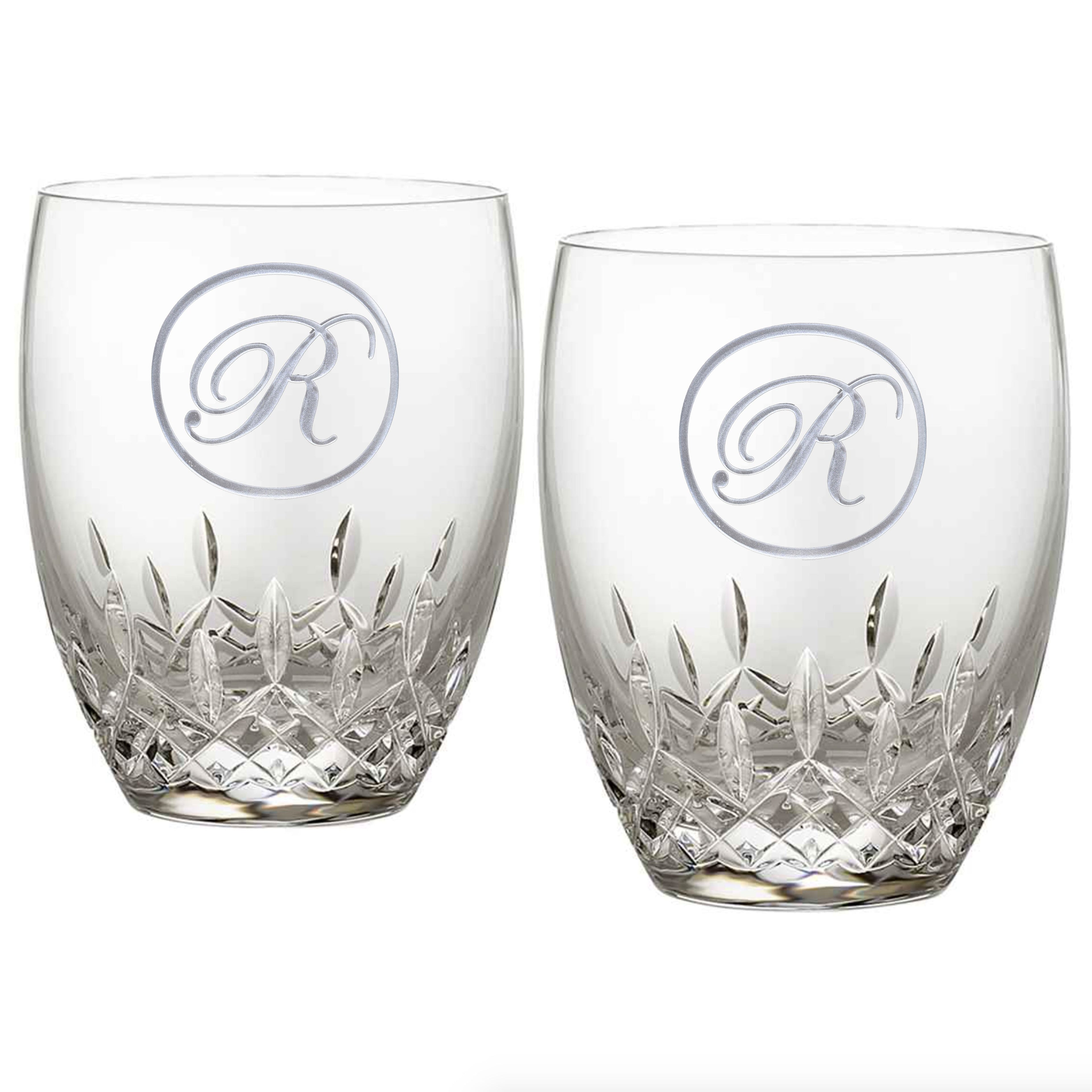 Engraved, Waterford Crystal DOF Glass, Pair