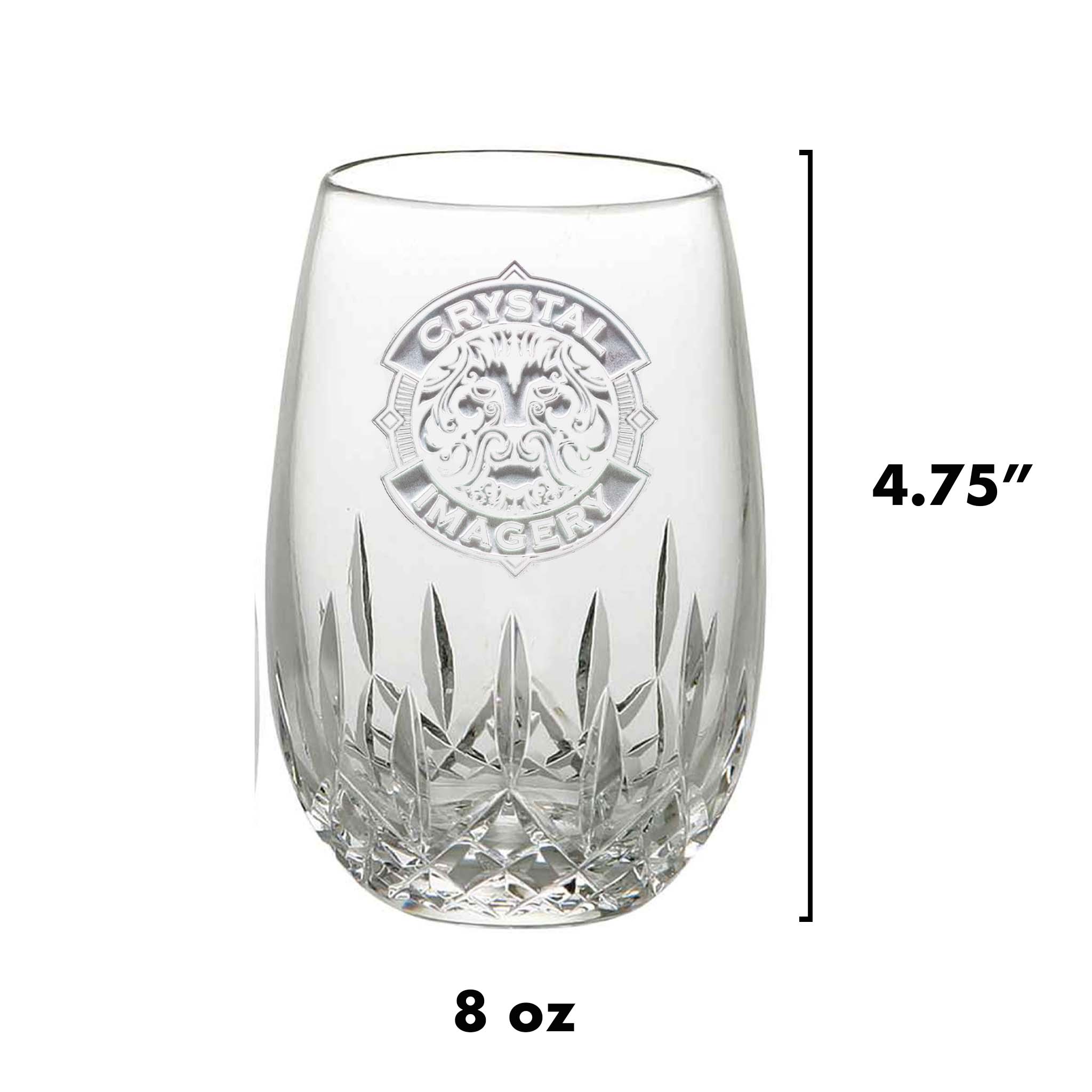 Engraved, Waterford Crystal Stemless Wine Glass, Pair