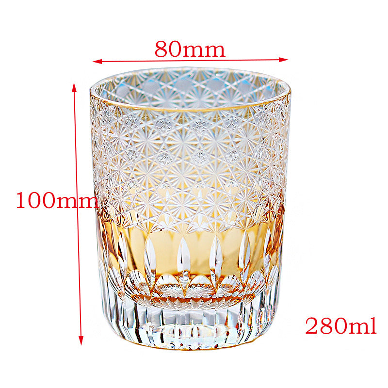 Edo Kiriko Handcrafted Sunset-Toned Crystal Glass