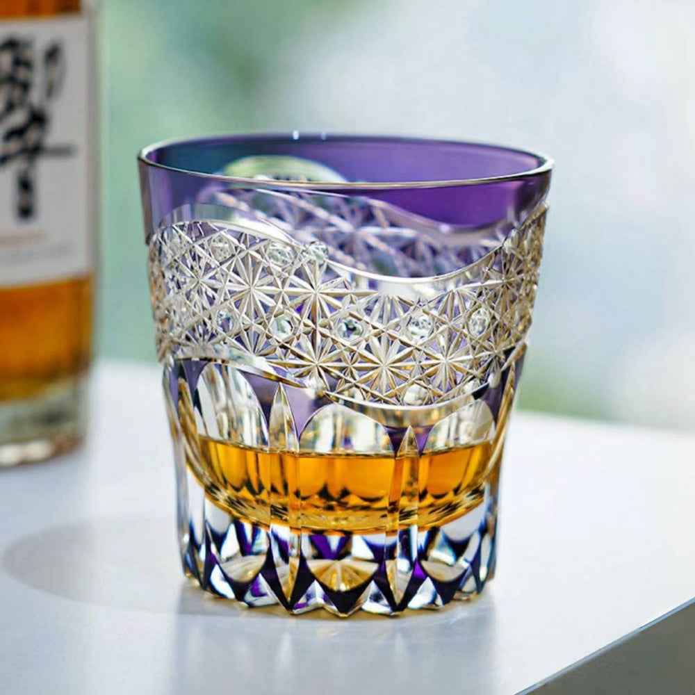 Edo Kiriko Handcrafted Akebono Whisky Glass