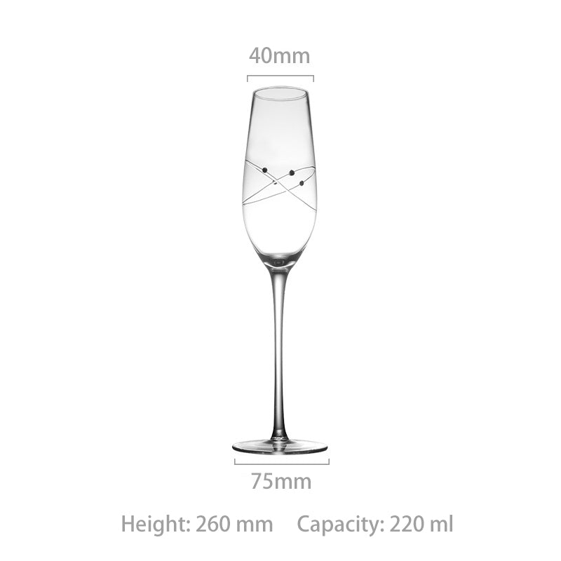 JR Handcrafted Diamond-Engraved Crystal Champagne Glass Set with Gift Box