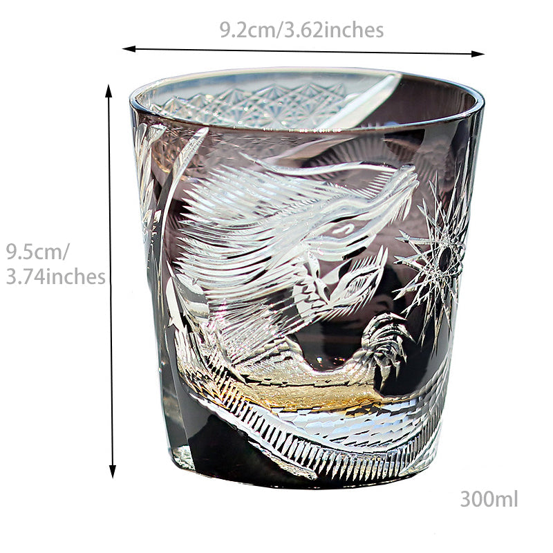 Edo Kiriko Handcrafted Dragon Motif Whisky Glass